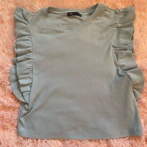 Zara Blue Ruffle Tank Top